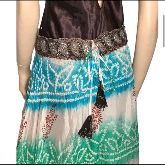 Sweet By Miss Me Silk Beaded Maxi Boho Skirt - Picture 4 of 10